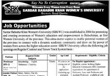 Jobs in Sardar Bahadur Khan Women University SBKWU in Quetta Balochistan 2021