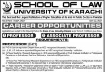 Jobs in School of Law University of Karachi Faculty Staff 2021