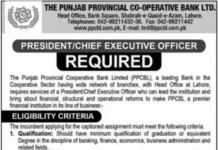 Jobs in The Punjab Provincial Co Operative Bank Limited Lahore 2021