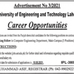 Jobs in University of Engineering & Technology UET in Lahore 2021