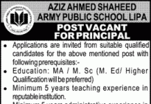 Jobs in Aziz Ahmed Shaheed Army Public School Lipa 2021