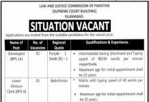 Jobs in Law & Justice Commission of Pakistan in Islamabad 2021