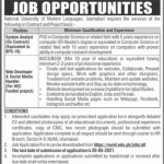 Jobs in National University of Modern Languages NUML For IT Experts 2021