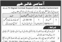 Jobs in Pak Army 73 Signal Combat Support Unit in Quetta Cantonment 2021