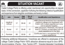 Jobs in Pak Army Cadet College in Pishin Balochistan 2021