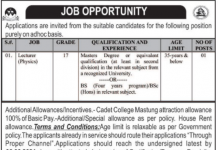 Jobs in Pakistan Army Cadet College in Mastung Balochistan 2021