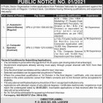 Jobs in Public Sector Organization Lahore in Assistant Admin & Assistant Stores 2021