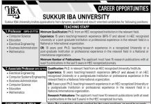 Jobs in Sukkur IBA University For Teaching Staff via STS 2021