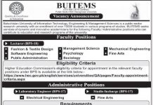 Jobs in Balochistan University of Information Technology Engineering & Management Sciences BUITEMS 2021