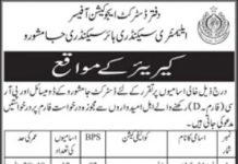 Jobs in District Education Office For Non Technical Staff in Jamshoro 2021