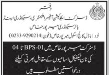 Jobs in District Education Office For Non Technical Staff in Mirpur Khas 2021