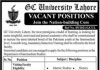 Jobs in Government College GC University in Lahore 2021