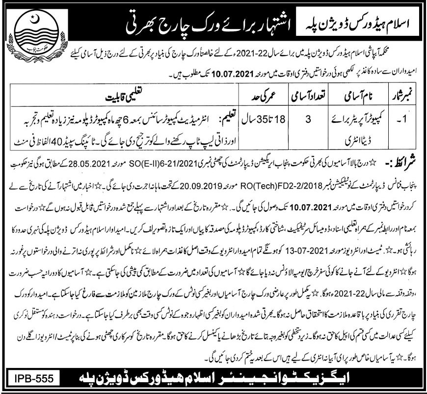 Irrigation Department Jobs 2021