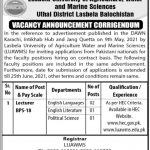 Jobs in Lasbela University of Agriculture Water and Marine Sciences LUAWMS 2021