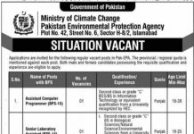 Jobs in Ministry of Climate Change Islamabad 2021