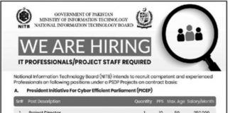 National Information Technology Board NITB Jobs 2021