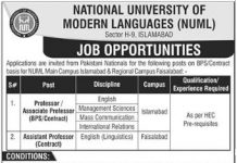 National University of Modern Language NUML Islamabad Jobs 2021