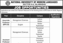 Jobs in National University of Modern Languages NUML Islamabad 2021