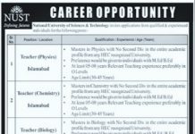Jobs in National University of Science & Technology NUST Teacher 2021