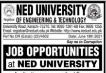Jobs in NED University Of Engineering & Technology in Karachi 2021