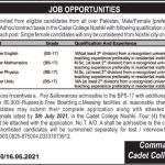 Jobs in Pak Army Cadet College Noshki For Teaching Staff 2021