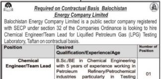Balochistan Energy Company Limited BECL Job 2021