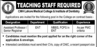CMH Lahore Medical College Professor Jobs 2021