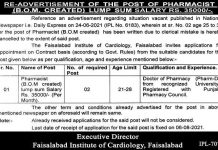 Faisalabad Institute of Cardiology Jobs 2021 For Pharmacists