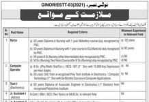 Gilgit Institute of Nuclear Medicine Oncology GINOR Jobs 2021