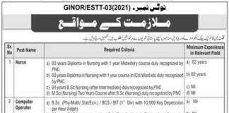 Gilgit Institute of Nuclear Medicine Oncology GINOR Jobs 2021