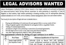 Lahore Development Authority LDA Jobs 2021 For Legal Advisors