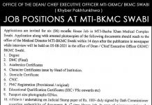 MTI Bacha Khan Medical College Jobs 2021 In Swabi KPK