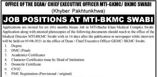 MTI Gajju Khan Medical College & Bacha Khan Medical Complex Jobs 2021 in Swabi KPK