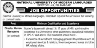 NUML Islamabad Director Jobs 2021