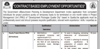 Planning & Development Department Jobs 2021 In Quetta Balochistan