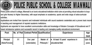 Police Public School & College Jobs 2021 In Mianwali