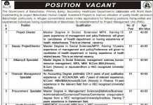 Primary & Secondary Healthcare Department Jobs 2021 In Quetta Balochistan