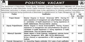 Primary & Secondary Healthcare Department Jobs 2021 In Quetta Balochistan