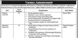 Program Associate & Education Supervisor Jobs 2021 In Quetta Balochistan