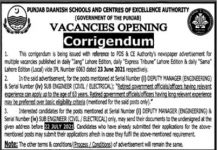 Punjab Daanish Schools And Centres Of Excellence Authority Jobs 2021 In Lahore