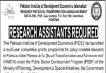Research Assistant Jobs in PIDE Islamabad