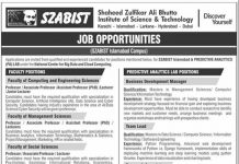 Shaheed Zulfiqar Ali Bhutto Institute of Technology SZABIST Jobs