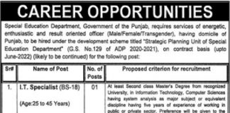 Special Education Department Job 2021 For IT Specialist