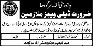 University of Sargodha Jobs 2021 For Miscellaneous Staff