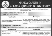 Allama Iqbal Open University AIOU Jobs 2021 For Medical Staff