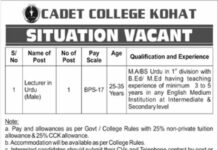 Cadet College Kohat Jobs 2021