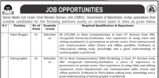 Chief Minister Delivery Unit CMDU Jobs 2021 In Quetta Balochistan