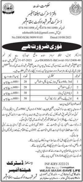 District Health Office Shahdad Kot Jobs 2021