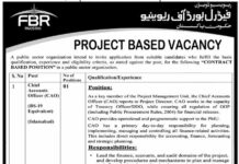 Federal Board of Revenue FBR Job 2021 For Chief Accounts Officer