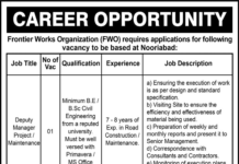 Frontier Works Organization FWO Nooriabad Jamshoro Jobs 2021